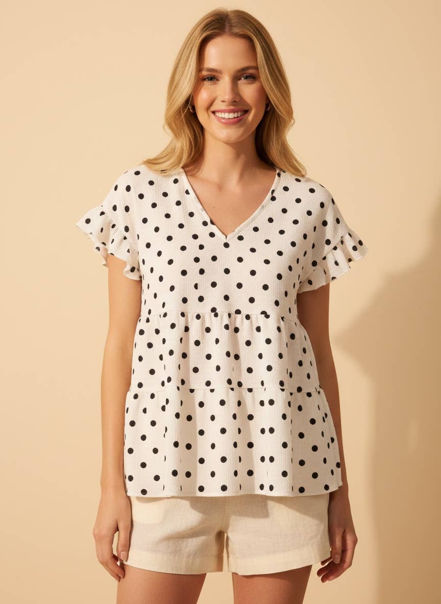 Black and White Polka Dot Top