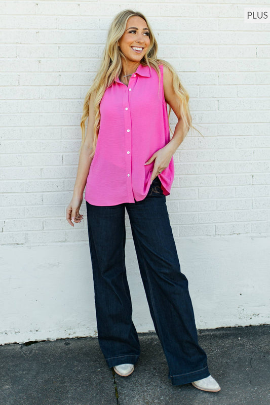 Button Down Woven Blouse Top