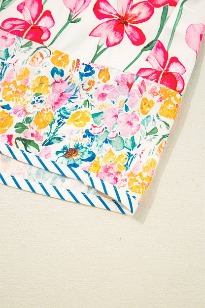Floral Print Striped Blouse