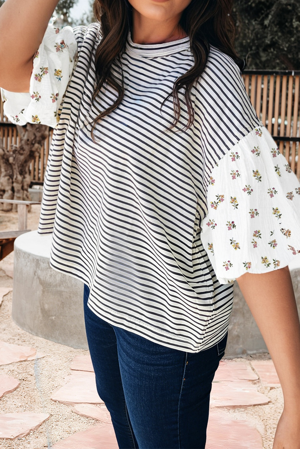 Floral Puff Patchwork Top