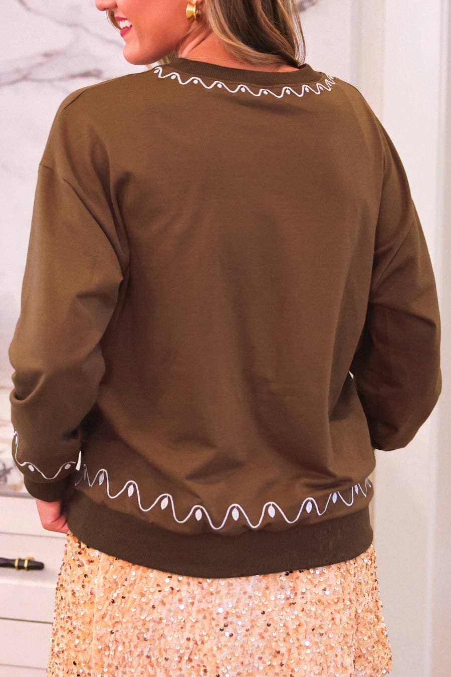 Foil Gingerbread House Pullover