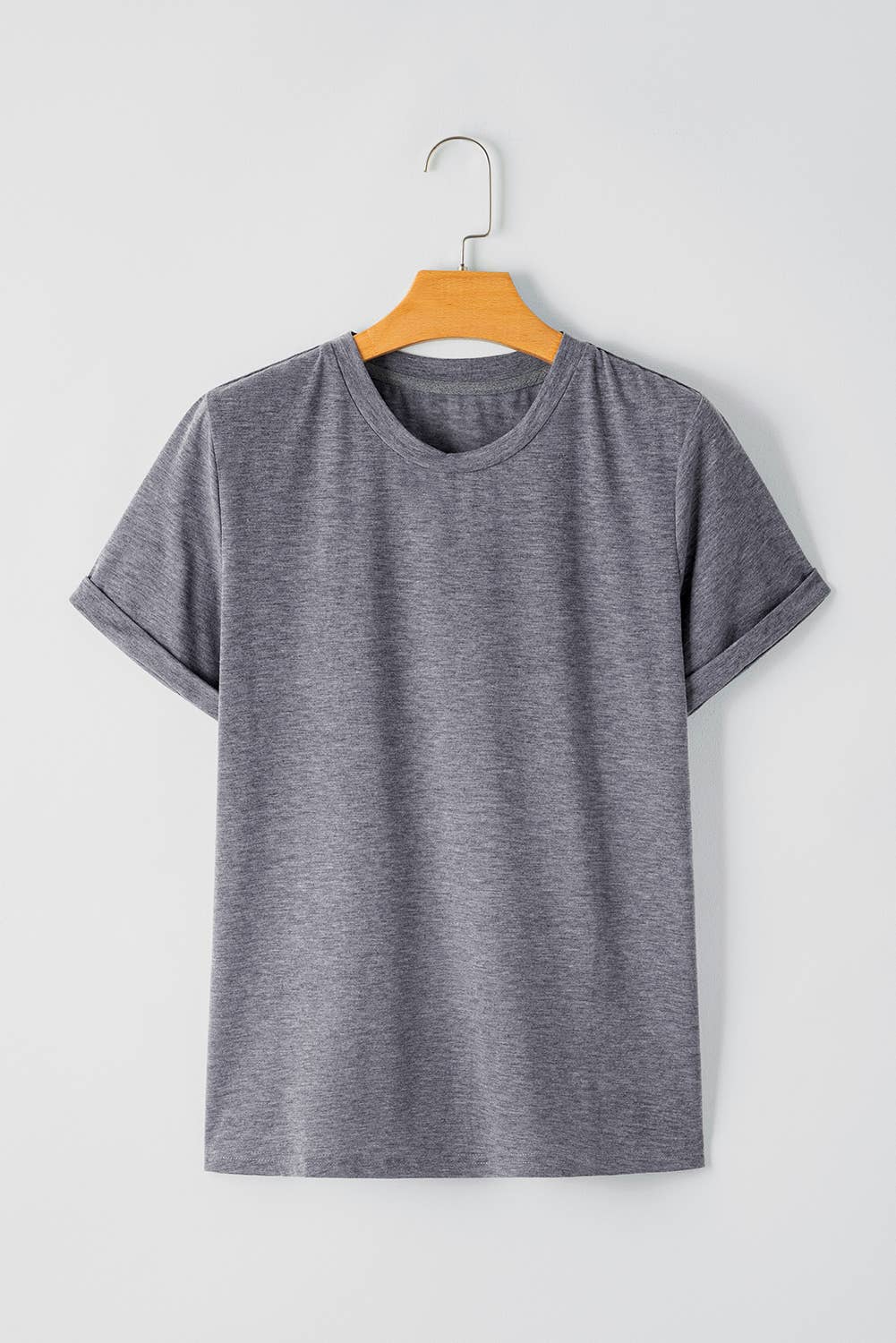Multicolor Casual Plain Crew Neck Short Sleeve Tee