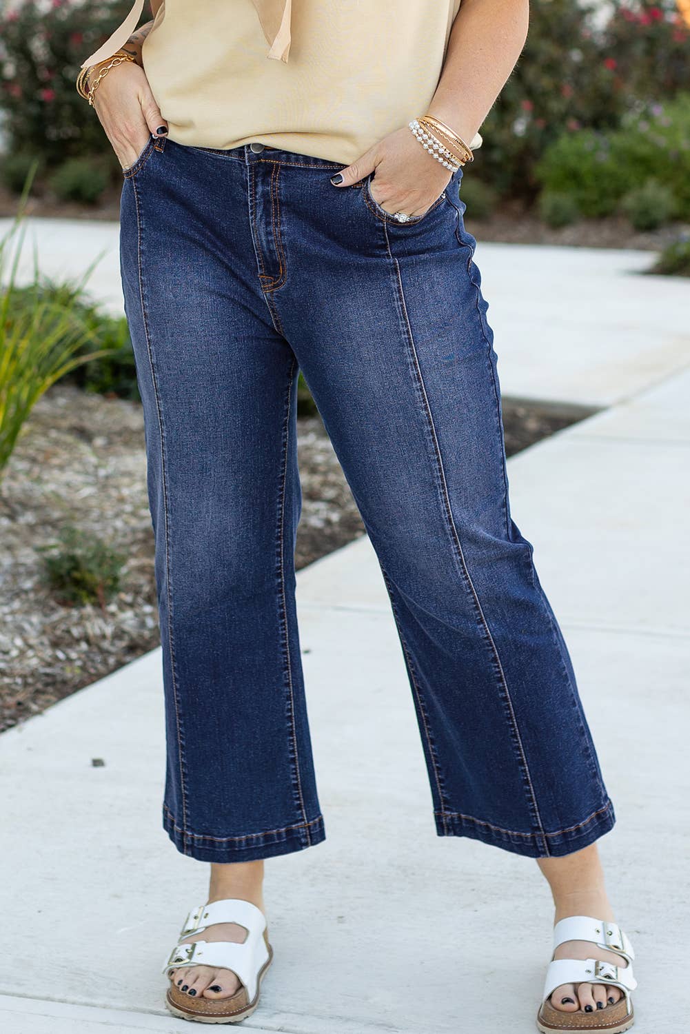 Seamed Wide Leg High Waist Jeans