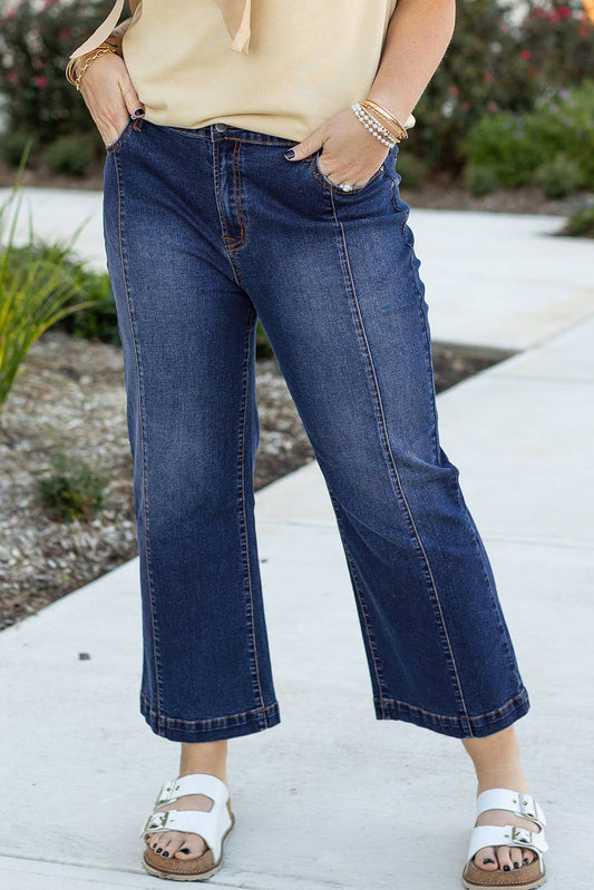 Seamed Wide Leg High Waist Jeans