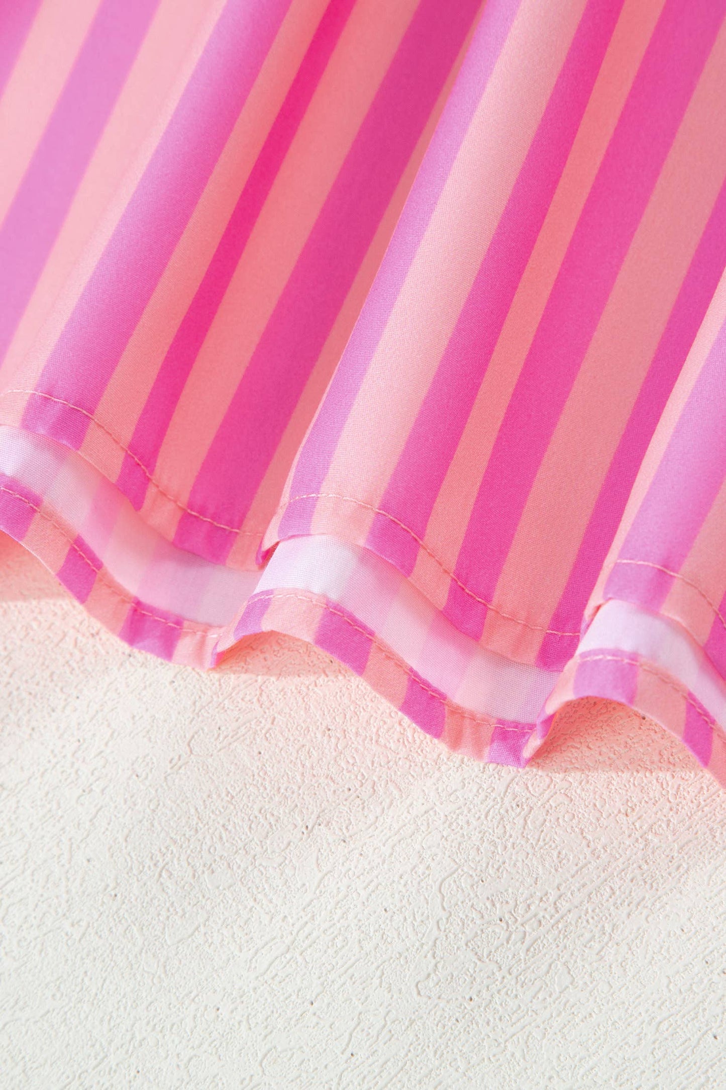 Stripe Split Neck Ruffled Blouse