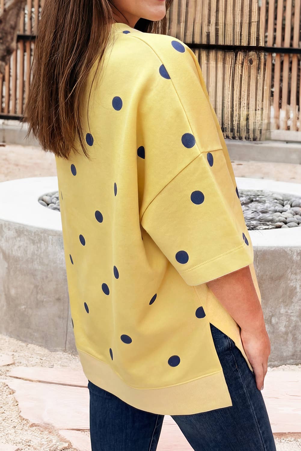 Polka Dot Print Crew Neck