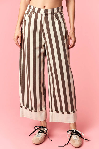 Stripe Barrel Printed Jeans