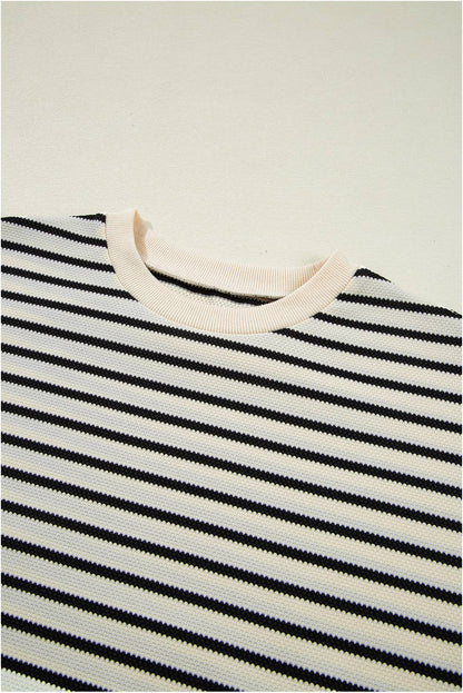 Stripe Scallop Lace Trim Top