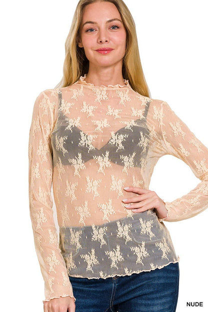 Brown Lace Layering Top