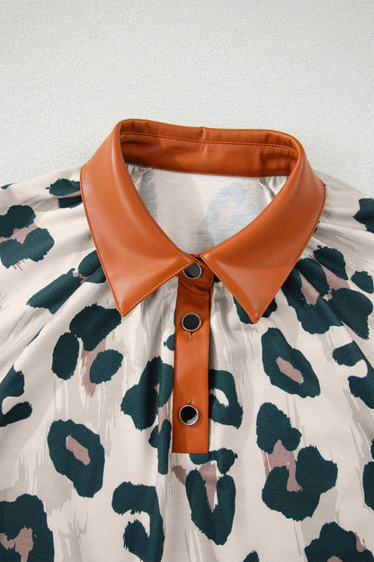 Leopard Collared Blouse