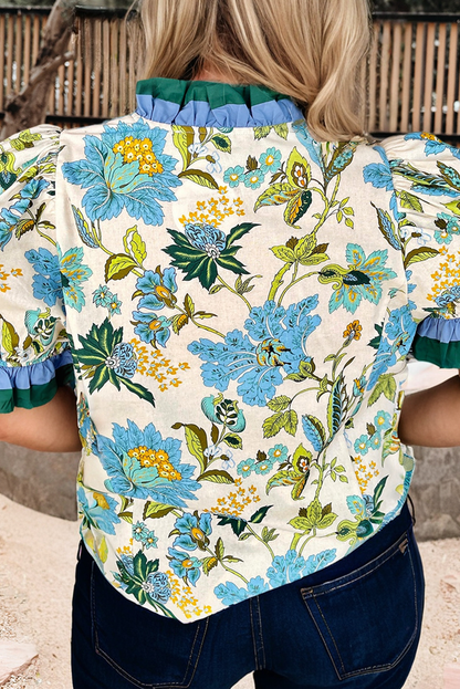 Floral Colorblock  Blouse