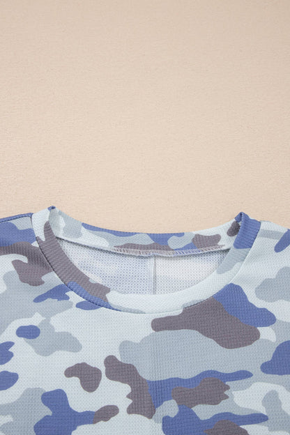 Camo Print Short Sleeve Top