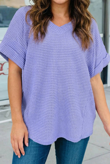 Waffle Knit Short Sleeve Top