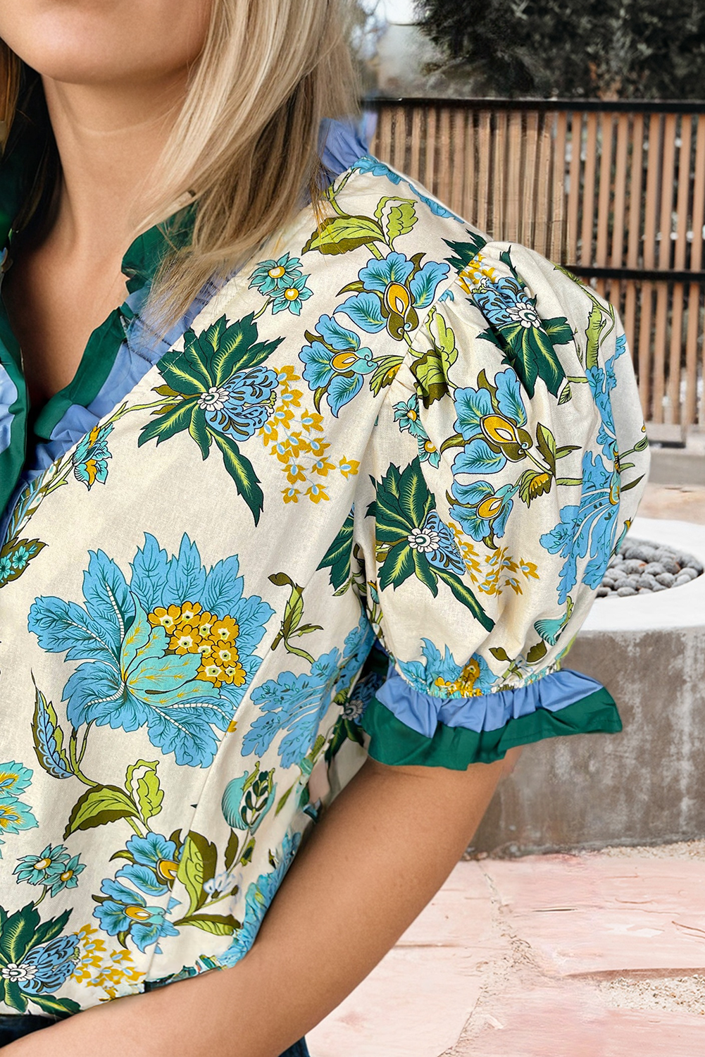 Floral Colorblock  Blouse