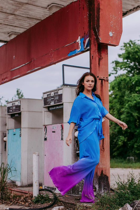 Gradient Color Press Pleated Sets