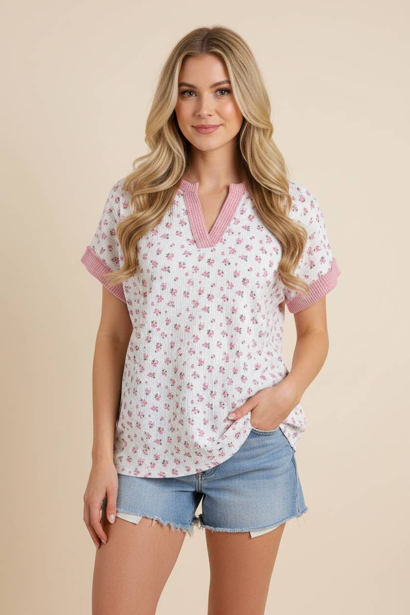Floral V Neck