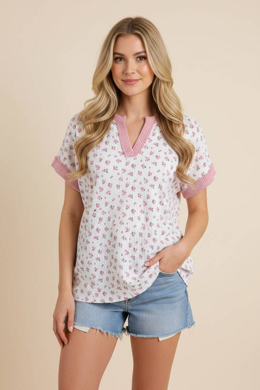 Floral V Neck