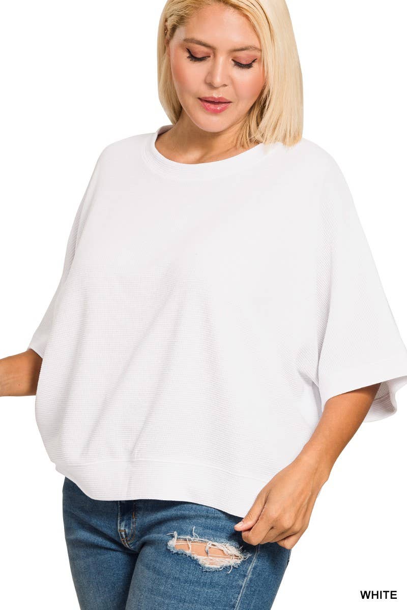 Plus Double Knit Banded Bottom Short Sleeve Top