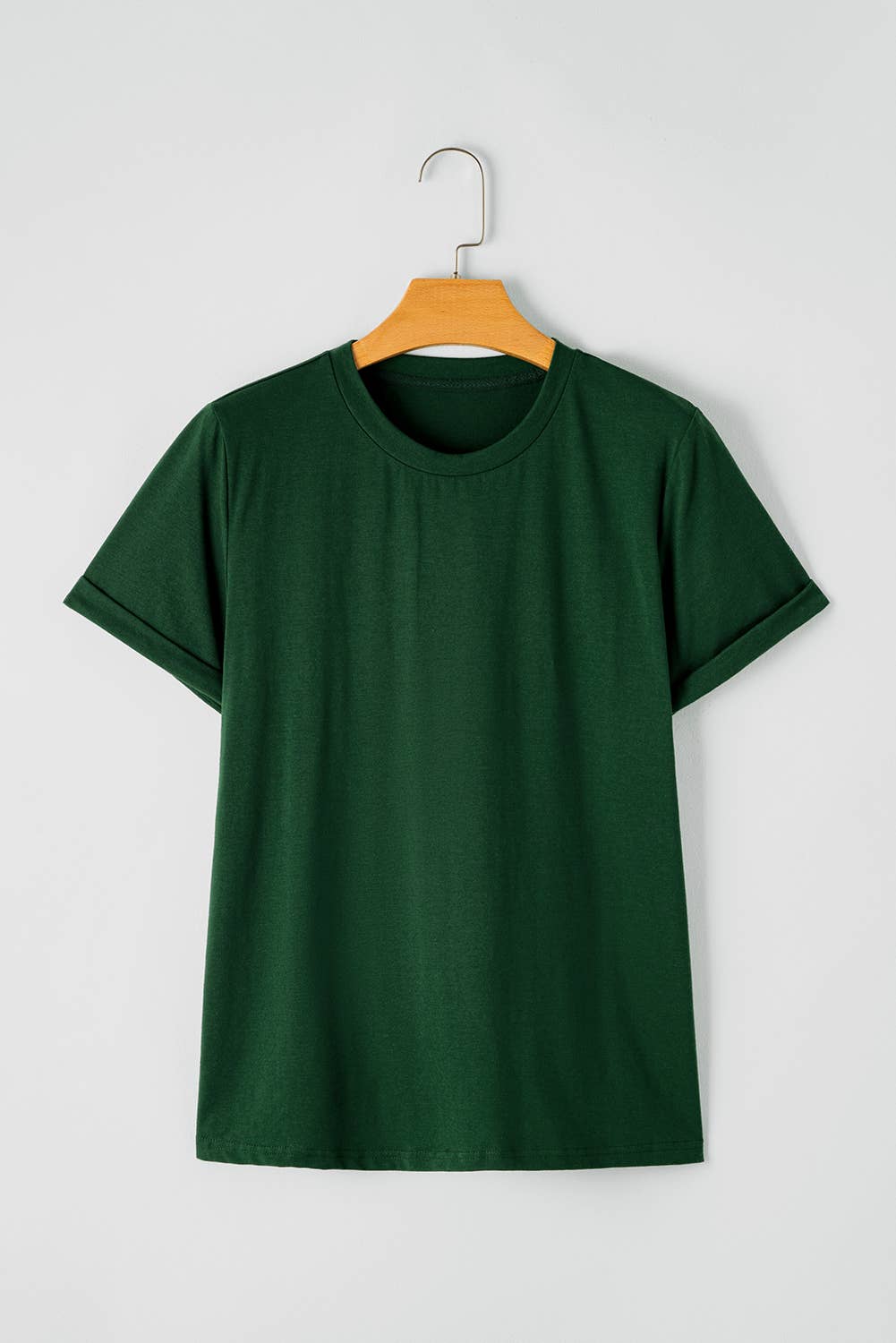 Multicolor Casual Plain Crew Neck Short Sleeve Tee