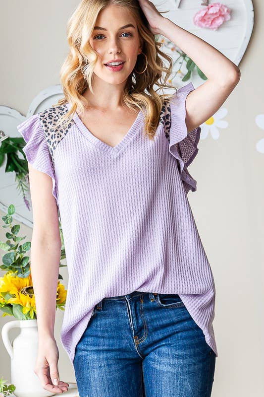 Purple Ruffle Sleeve Top