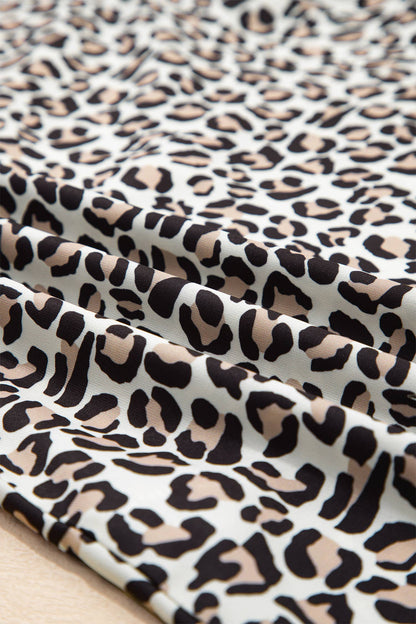 Leopard Ruffled Trim Blouse