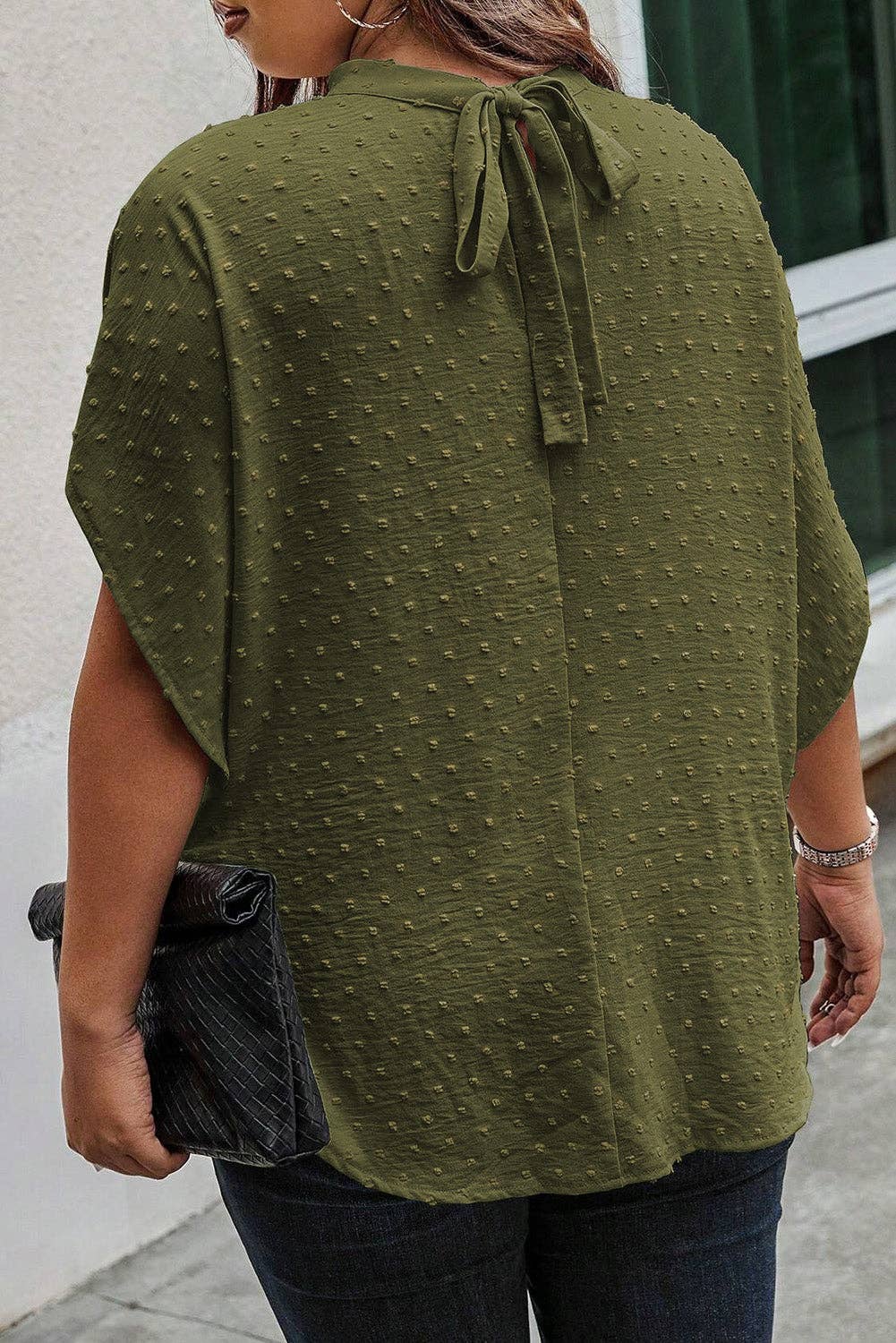 | Swiss Dot Mock Neck Top