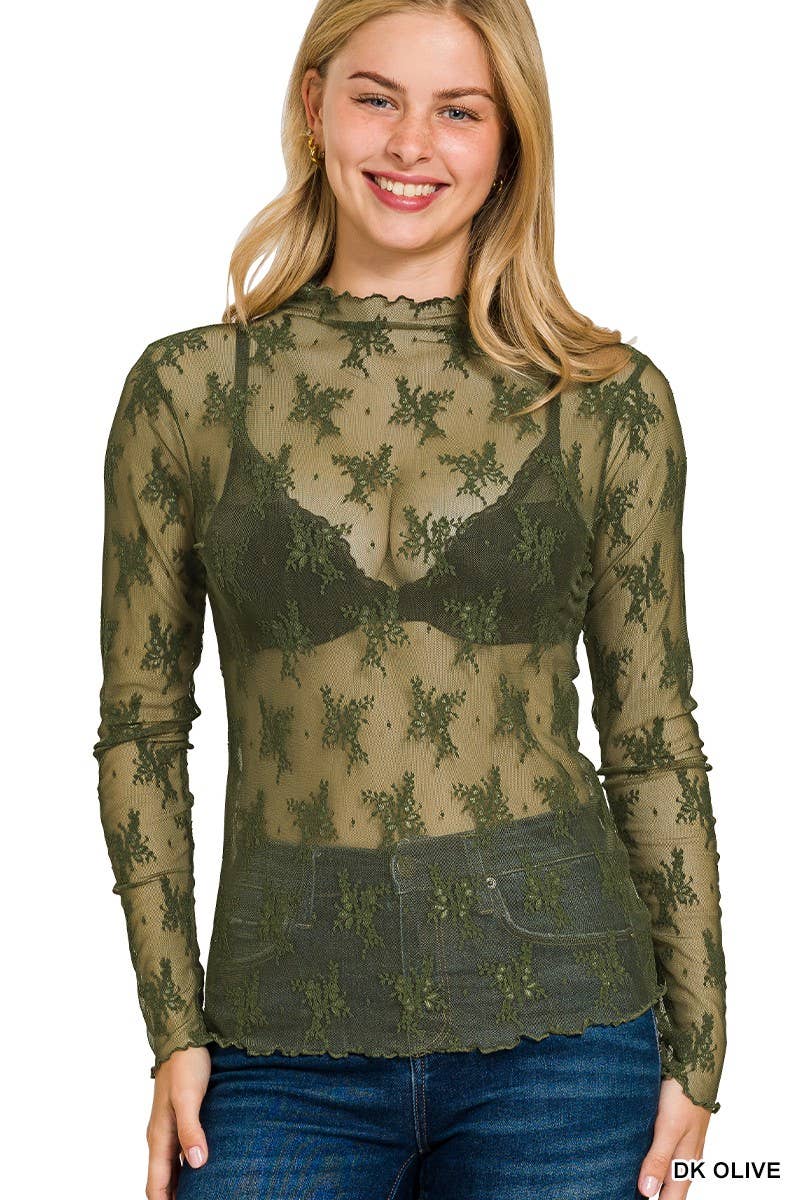 Brown Lace Layering Top