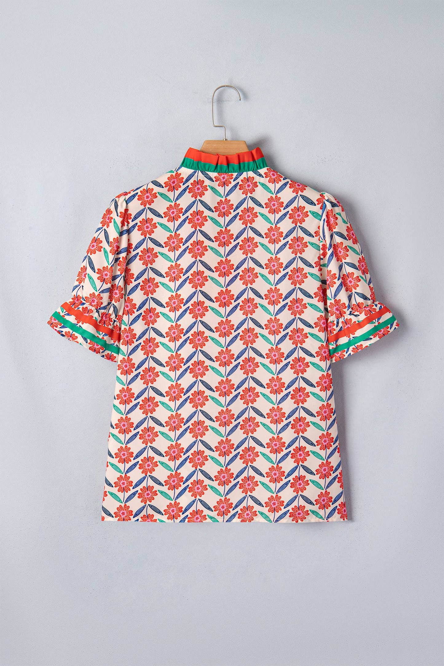 Floral Print Striped Blouse