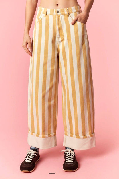 Stripe Barrel Printed Jeans