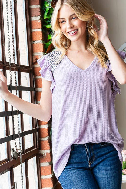 Purple Ruffle Sleeve Top