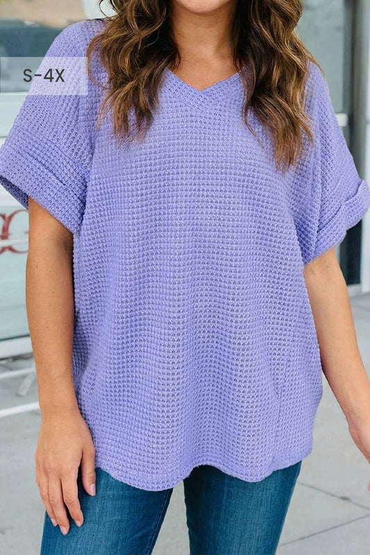 Waffle Knit Short Sleeve Top