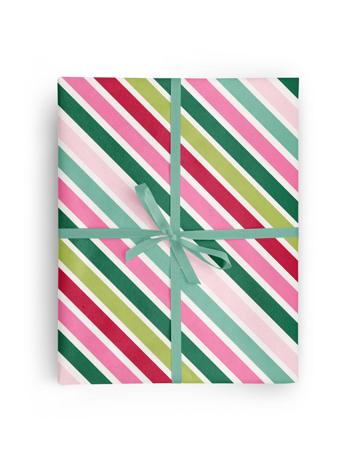 Bright Diagonal Christmas Stripes Wrapping Paper Roll