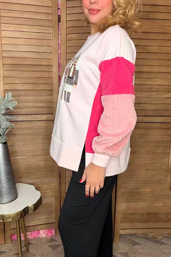Sequin nutcracker corduroy women sweatshirt XCH16601