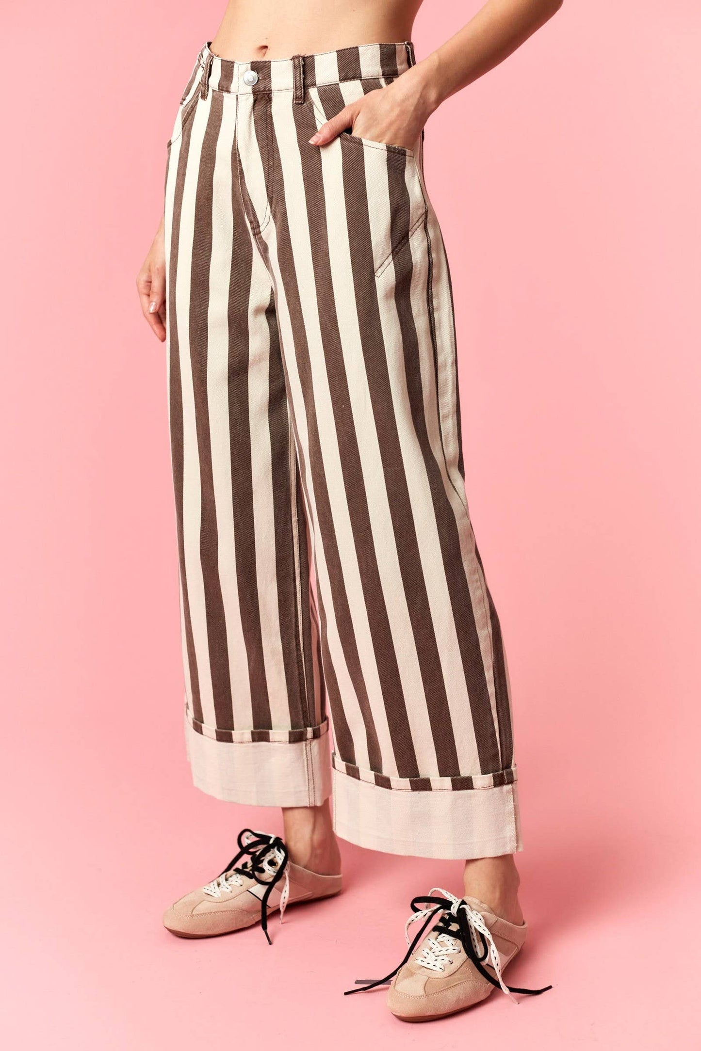 Stripe Barrel Printed Jeans