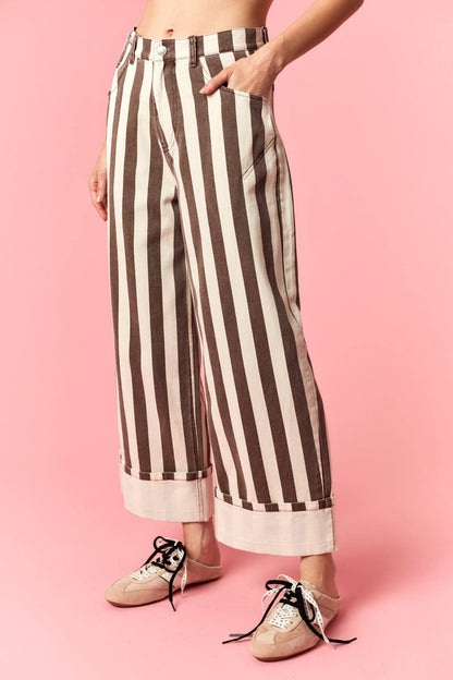 Stripe Barrel Printed Jeans