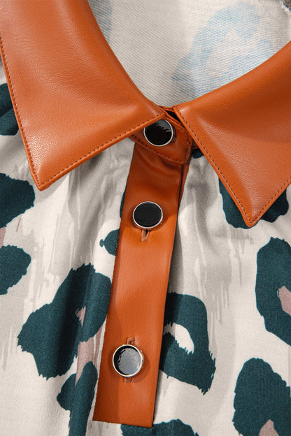 Leopard Collared Blouse