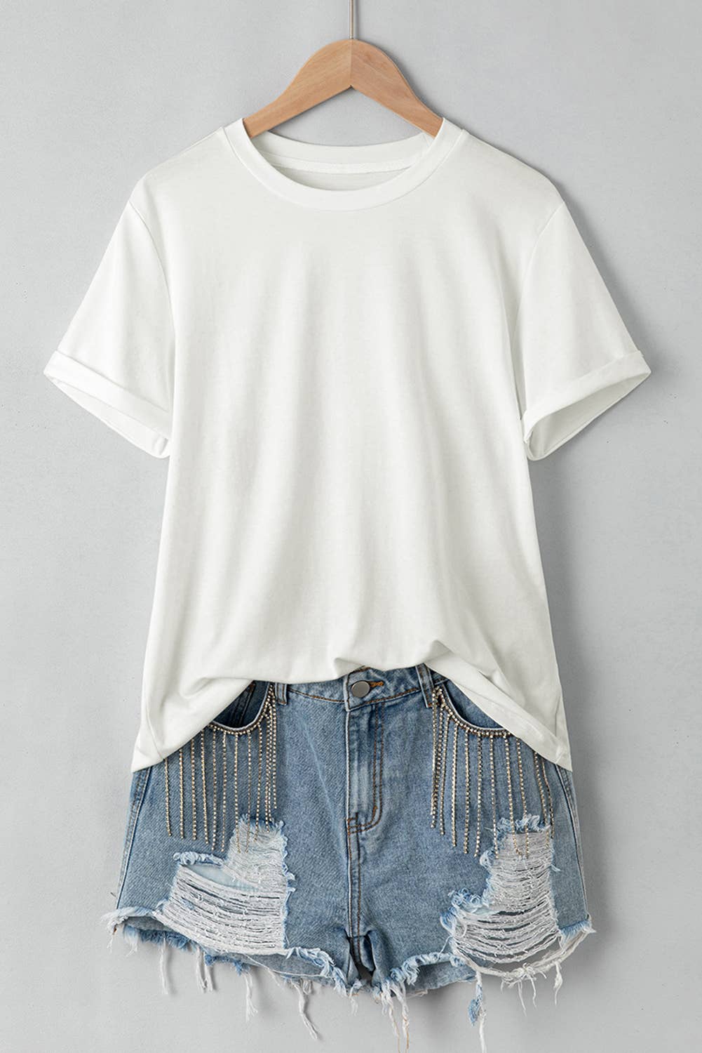 Multicolor Casual Plain Crew Neck Short Sleeve Tee