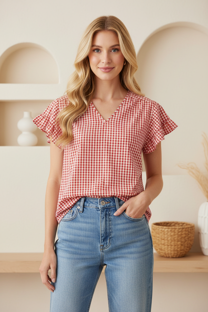 Pink Checkered Top