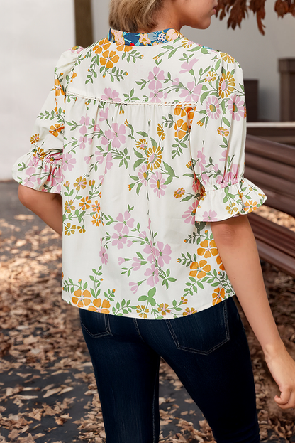 Crochet Boho Floral Blouse