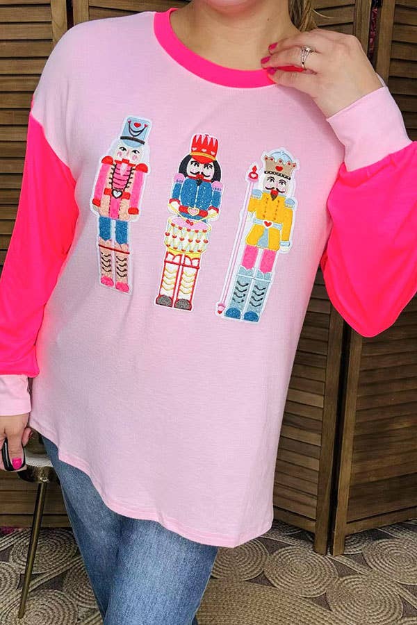 Sequin Nutcracker Pink Christmas Women Top XCH16022