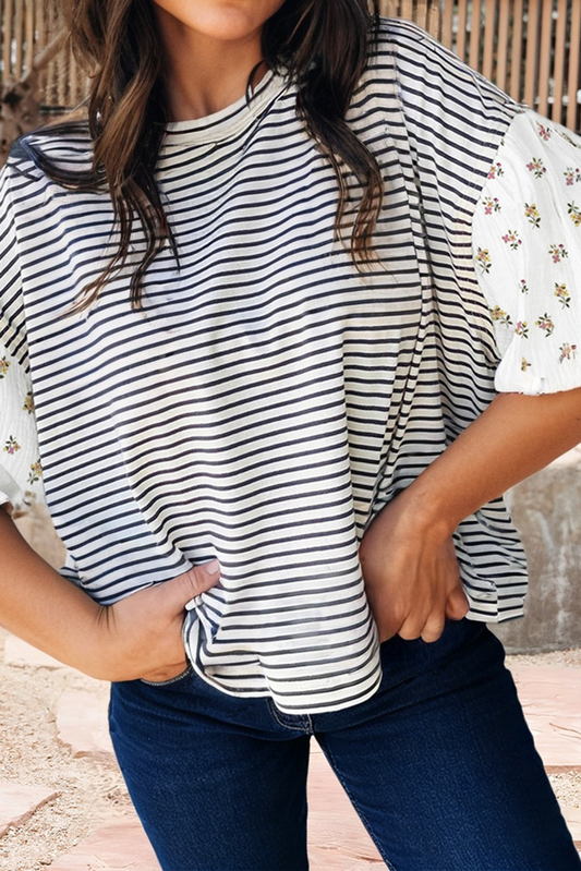 Floral Puff Patchwork Top