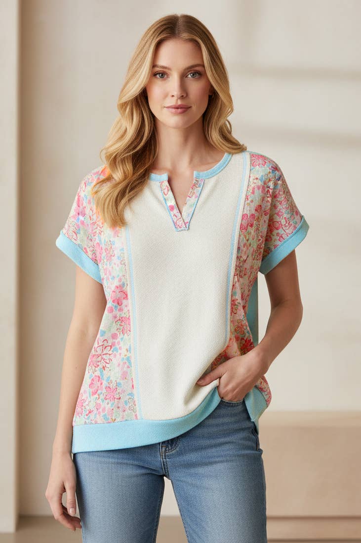 Floral Lined V Neck