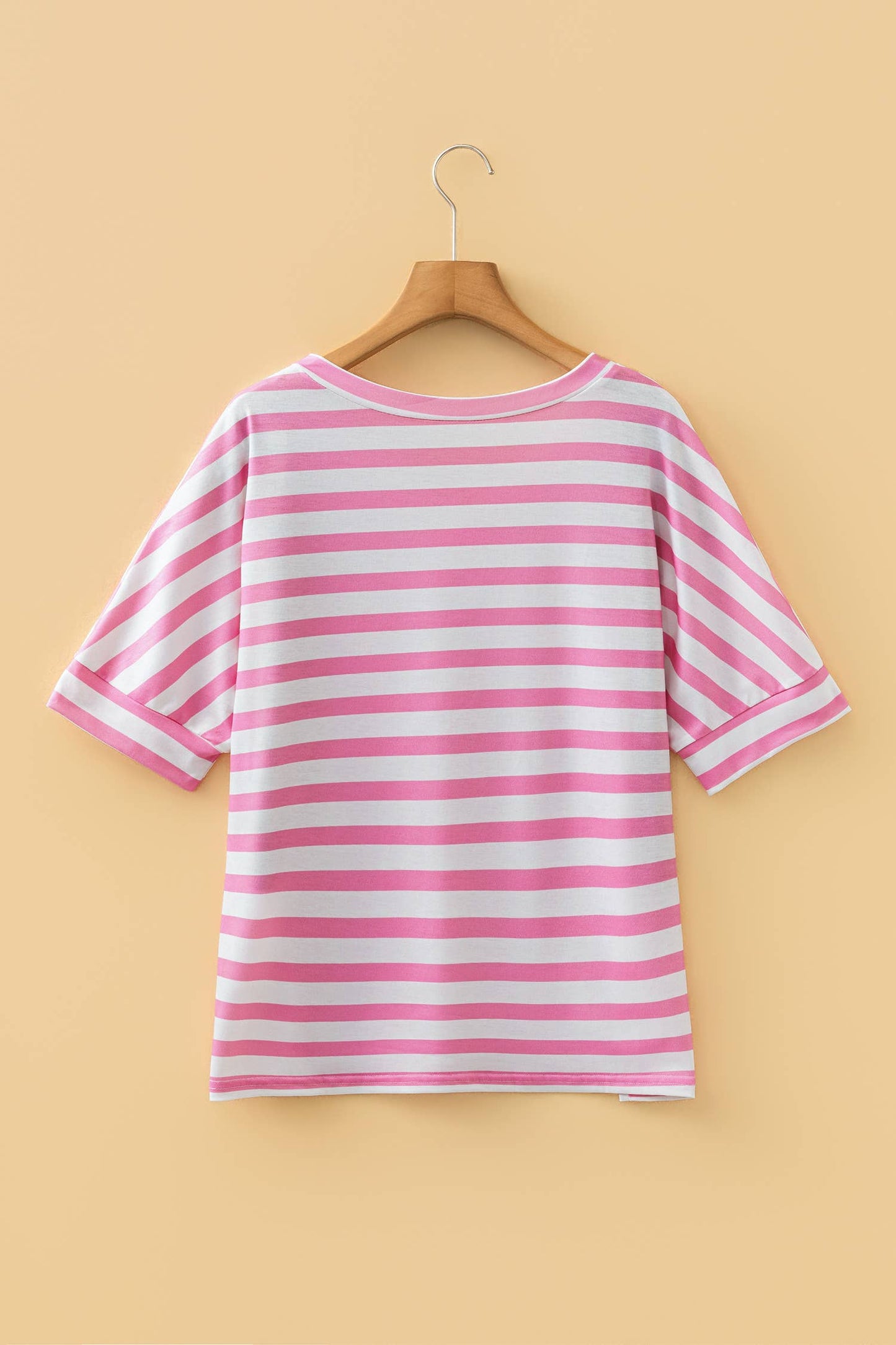 Pink Stripe V Neck