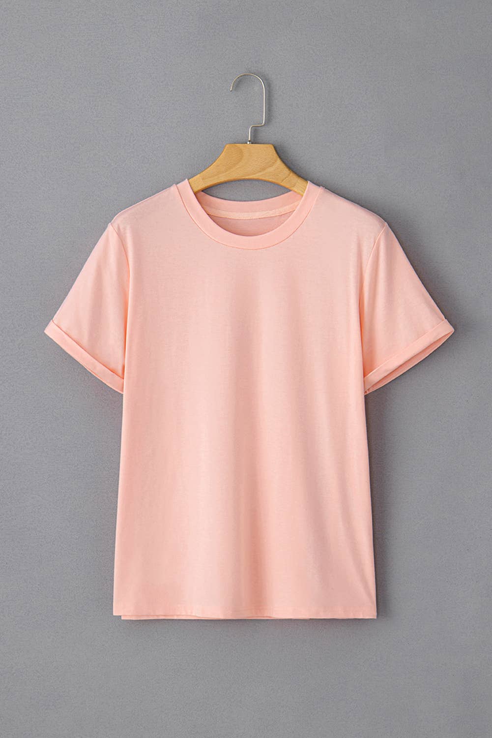 Multicolor Casual Plain Crew Neck Short Sleeve Tee