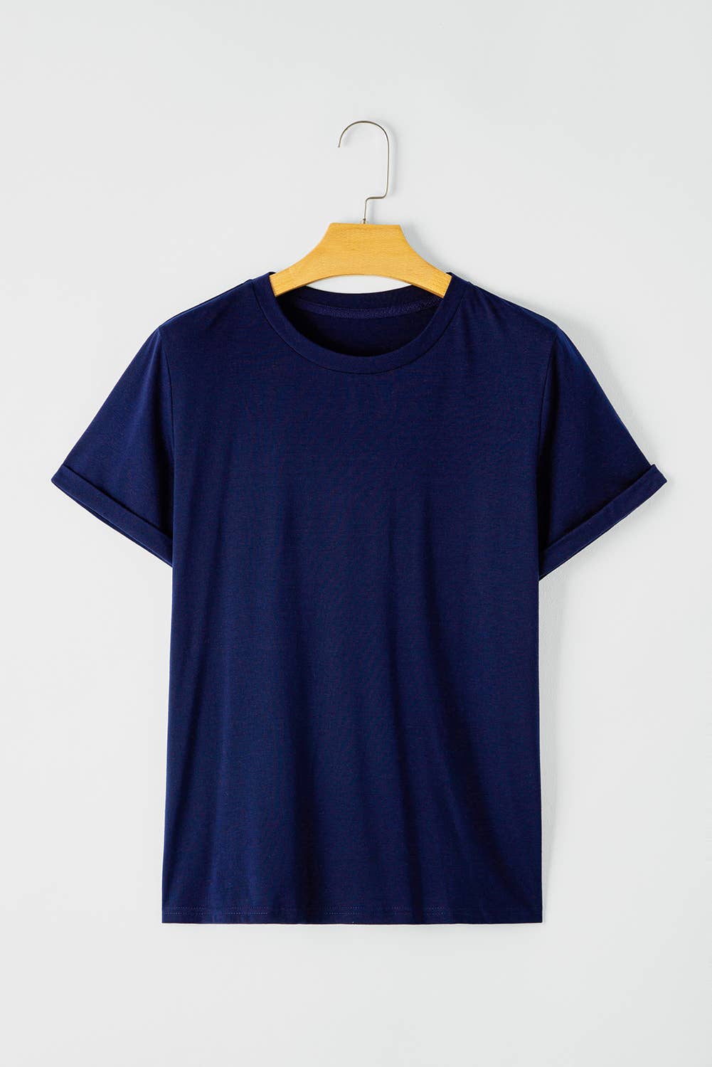 Multicolor Casual Plain Crew Neck Short Sleeve Tee