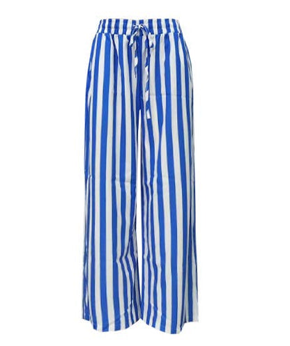 Multi Color Boho Beach Vertical Stripe Lace-Up Pants