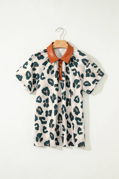 Leopard Collared Blouse