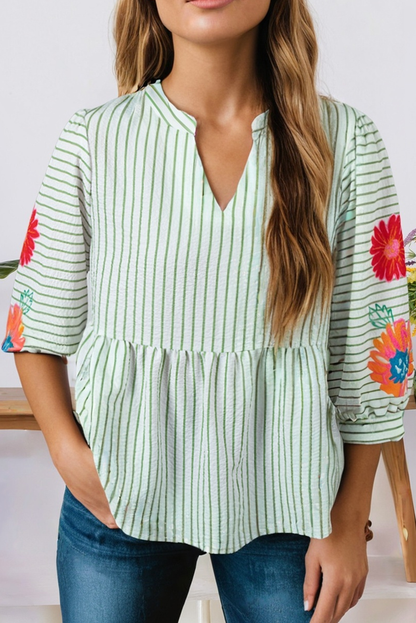 Floral V Neck Blouse