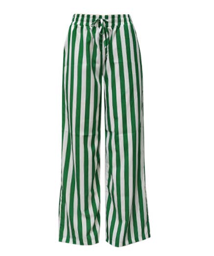 Multi Color Boho Beach Vertical Stripe Lace-Up Pants