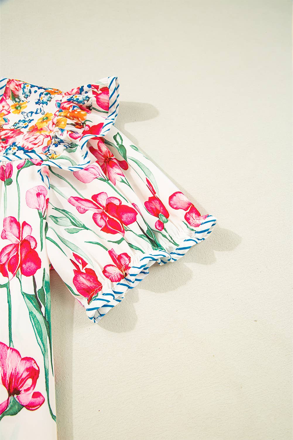 Floral Print Striped Blouse